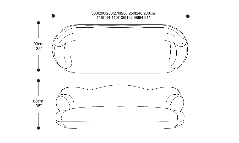 Image of the main dimensions of the product
